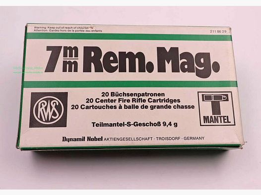RWS (WZd.Fa.Rottweil) Büchsenpatronen 7mmRemMag