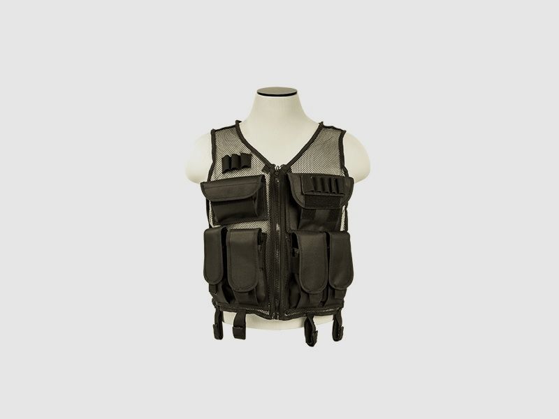 Leichtes taktisches Gilet, Vism, mit Magazinhalter und Aufbewahrungstaschen, schwarz, Bild 2 von 4