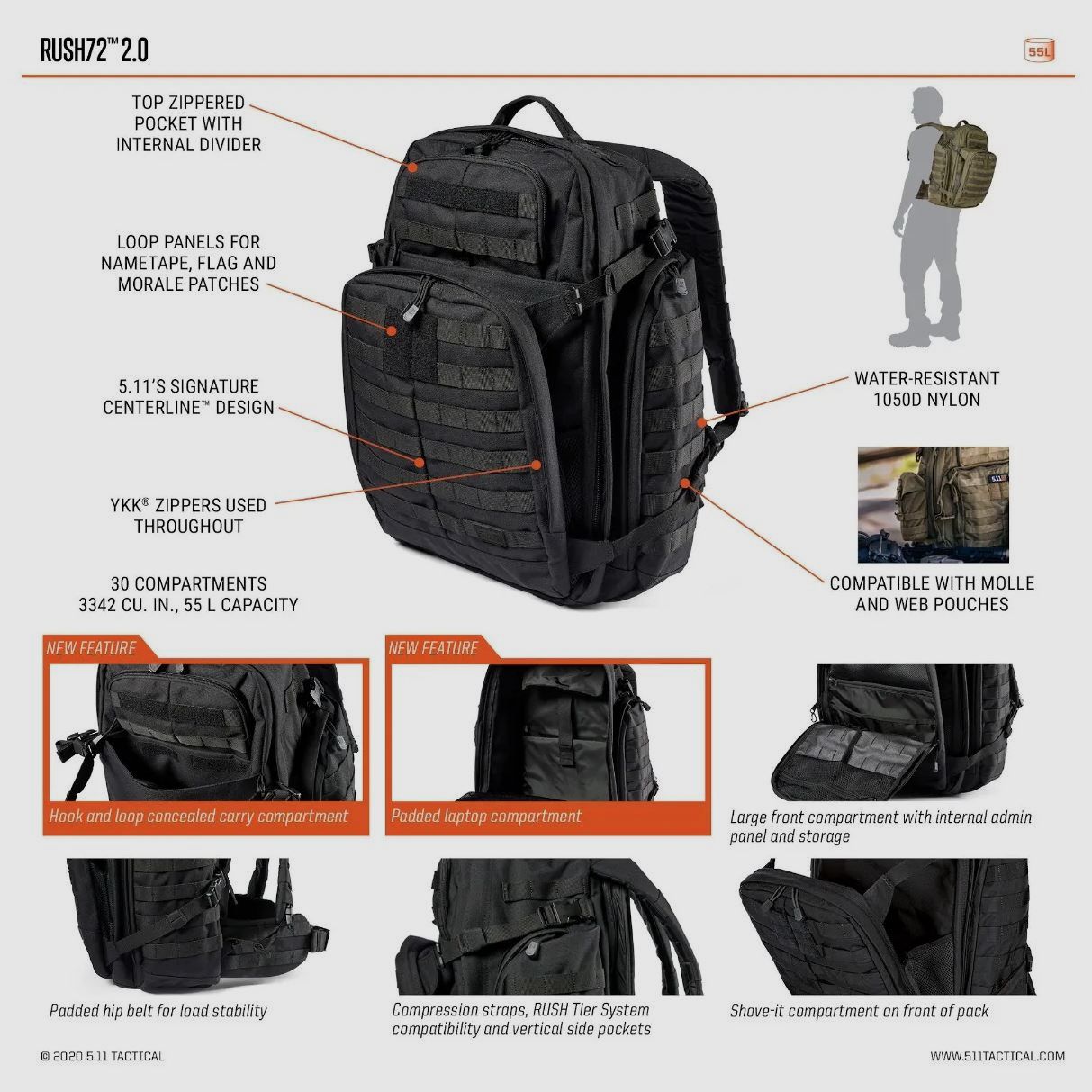 5.11 Tactical RUSH 72 2.0 Rucksack Ranger Green, Bild 8 von 8