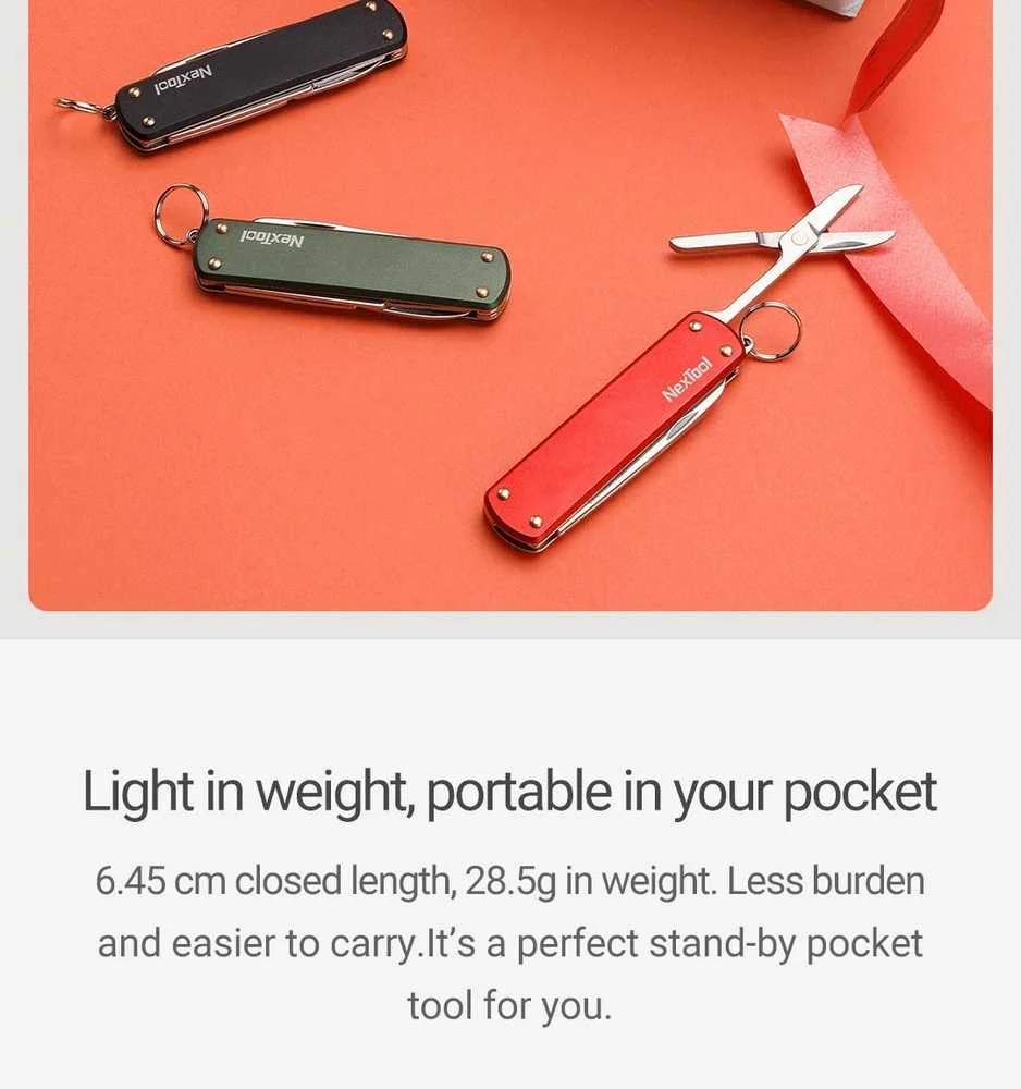NexTool Mini Pocket Knife NE0142 4-in-1 coltello tascabile multifunzione rosso, immagine 28 di 32
