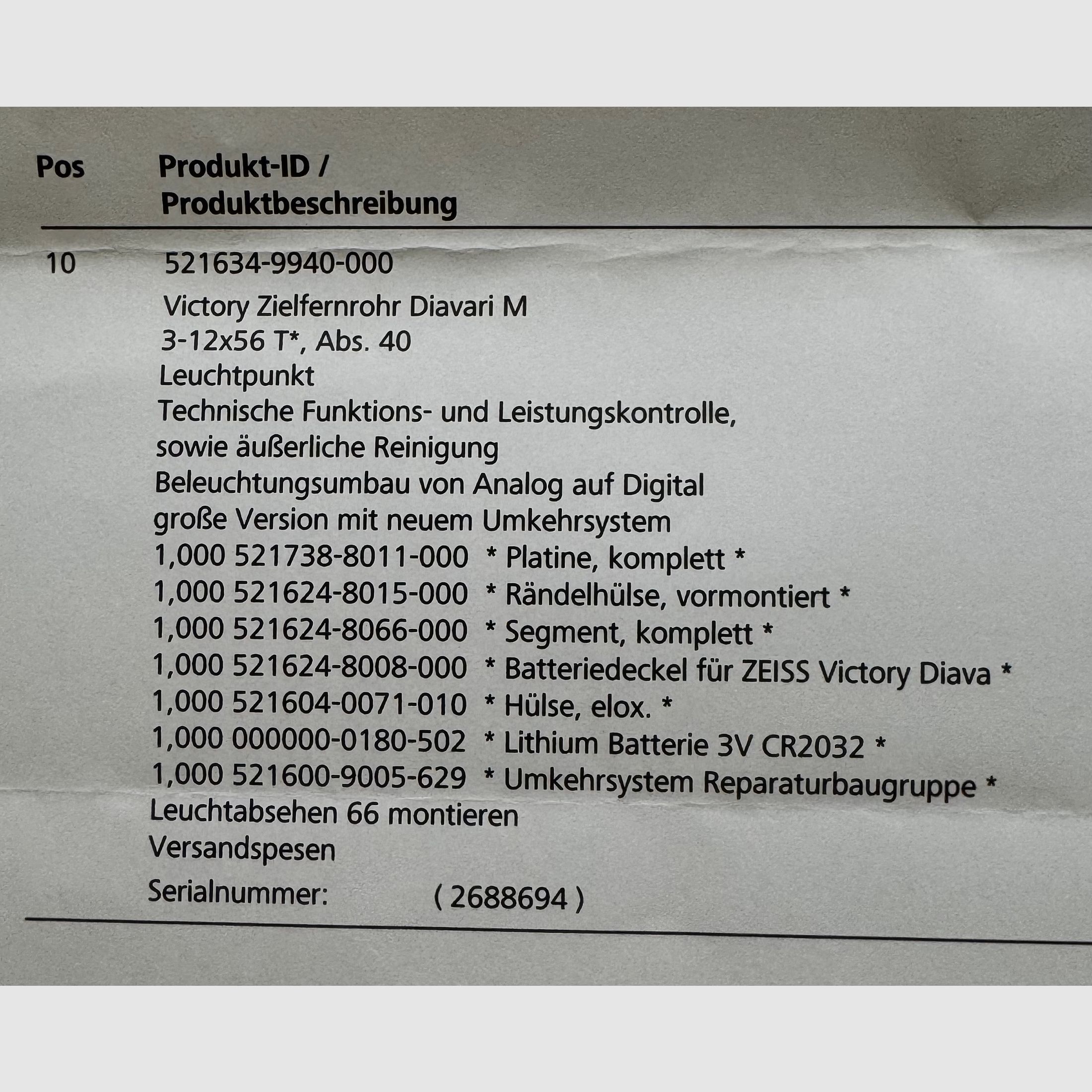 ZEISS Victory Diavari 3-12x56 T* con reticolo luminoso digitale 66