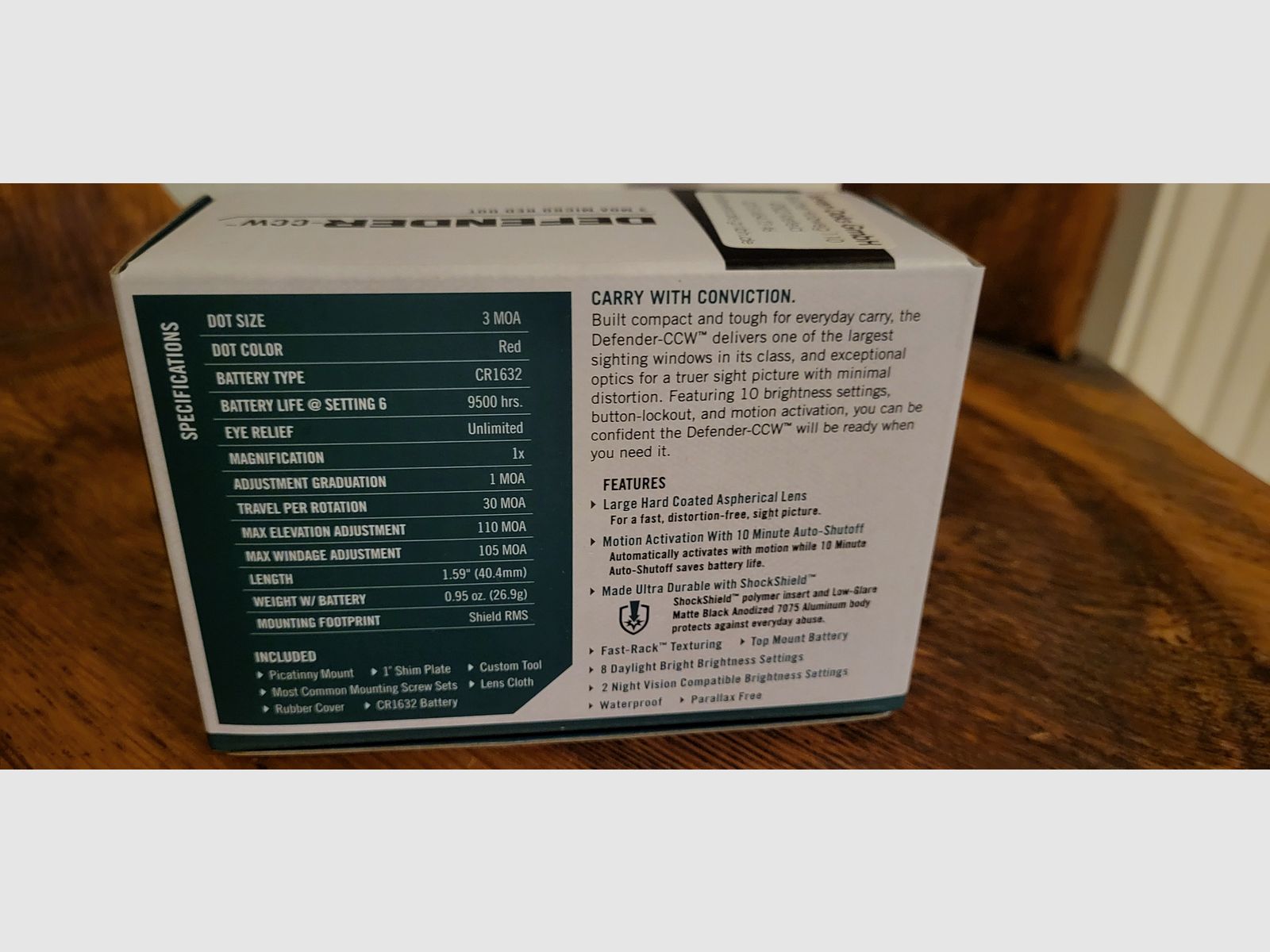 Vortex Defender CCW Punto rosso 3 MOA - nuovo