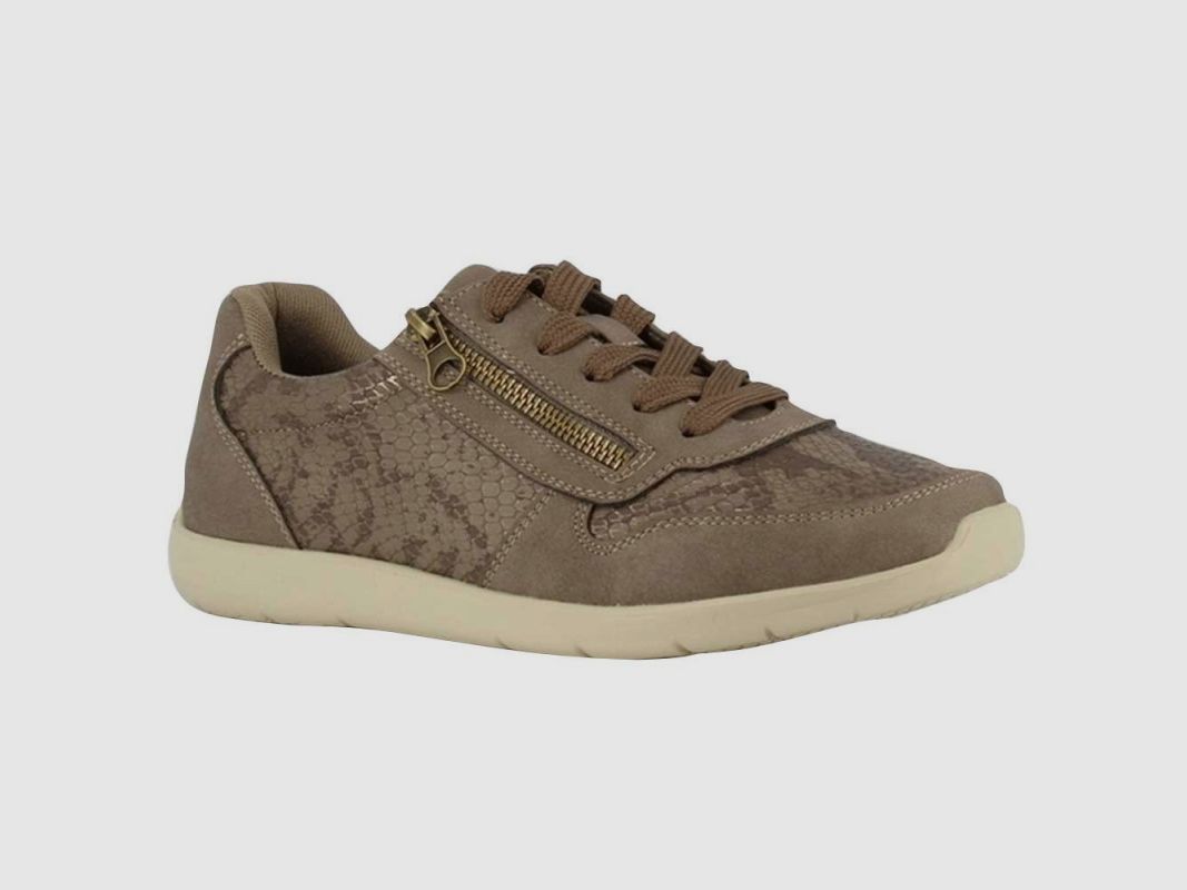 Beige Sneakers mit Schnürsenkeln + seitlichem Reißverschluss - Größen 37 bis 41, Bild 2 von 8