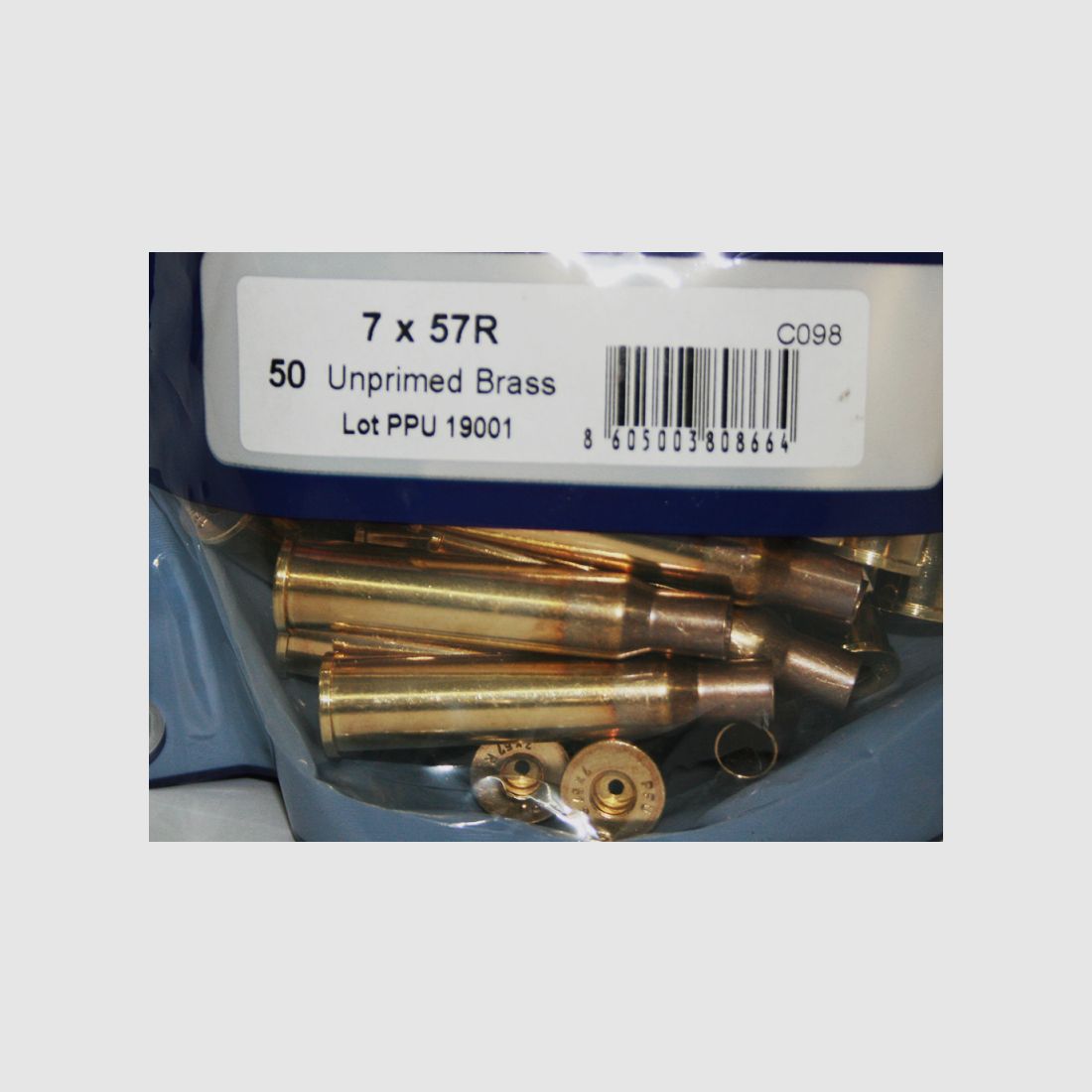 50 Stück NEUE PPU/PrviPartizan Langwaffenhülsen 7x57R (Boxerzündung)/Unprimed Brass #C098