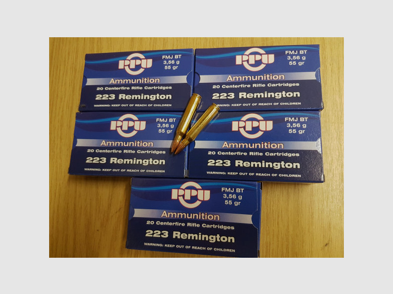 .223 Remington/55grs. FMJBT PPU 100 stk.