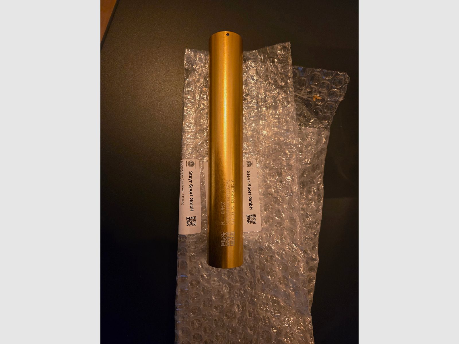 Pressluftkartusche Steyr Luftpistole (lang), TÜV 10/2034, Farbe gold, neu