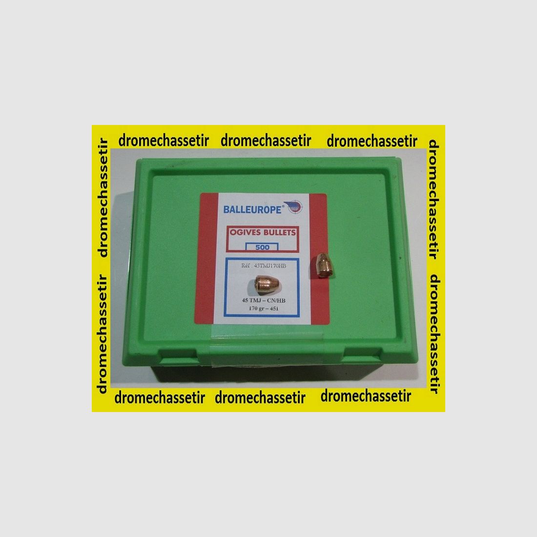 lot 500 bullets Balleurope, caliber 45 ACP (0.451), bullet pellets 170 grains TMJ CN/HB