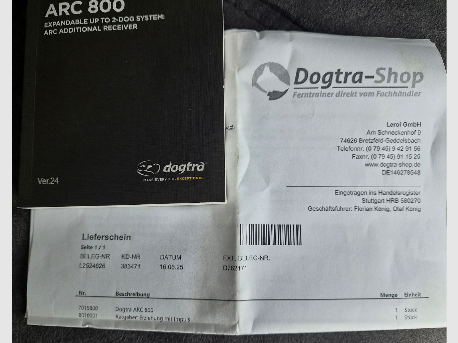 Dogtra ARC 800 double collar with 2 x remote control remaining warranty