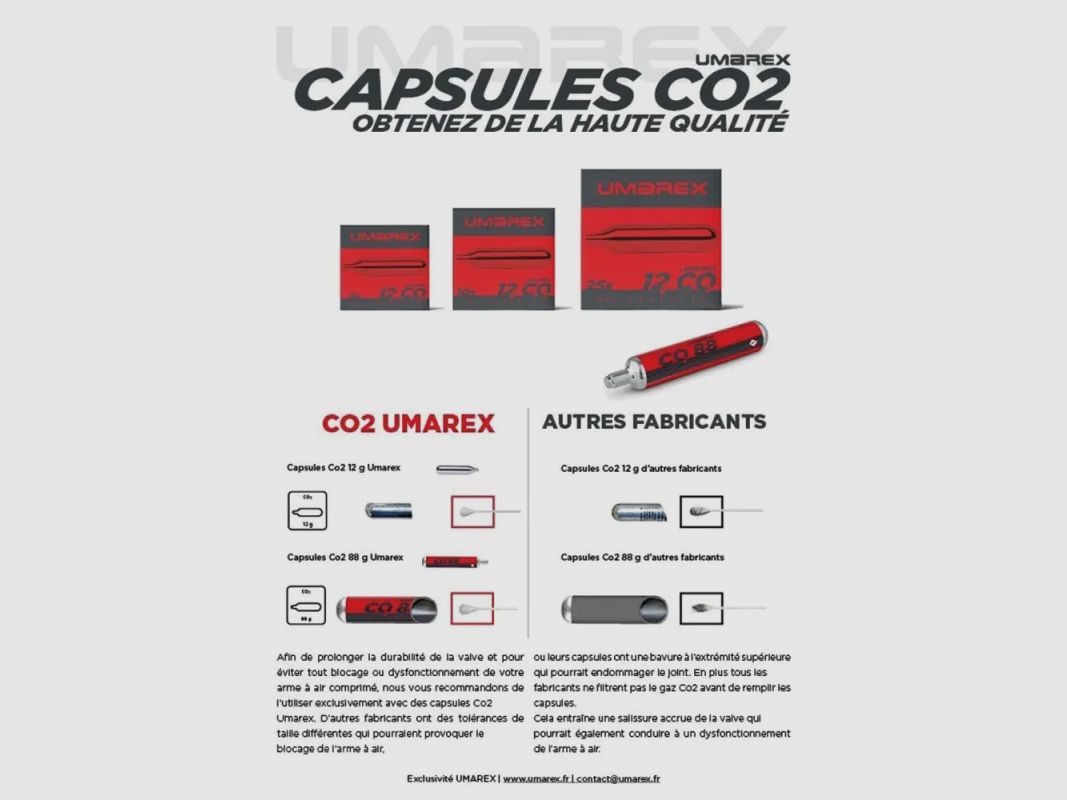 Capsules CO2 UMAREX 12 g x10, image 3 sur 5