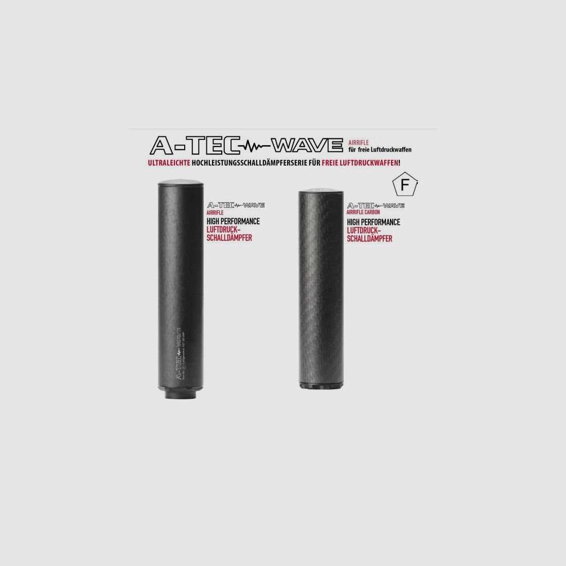 A-TEC Zubehör für Freie Waffen Schalldämpfer WAVE CARBON 1/2x28 UNEF Gewinde