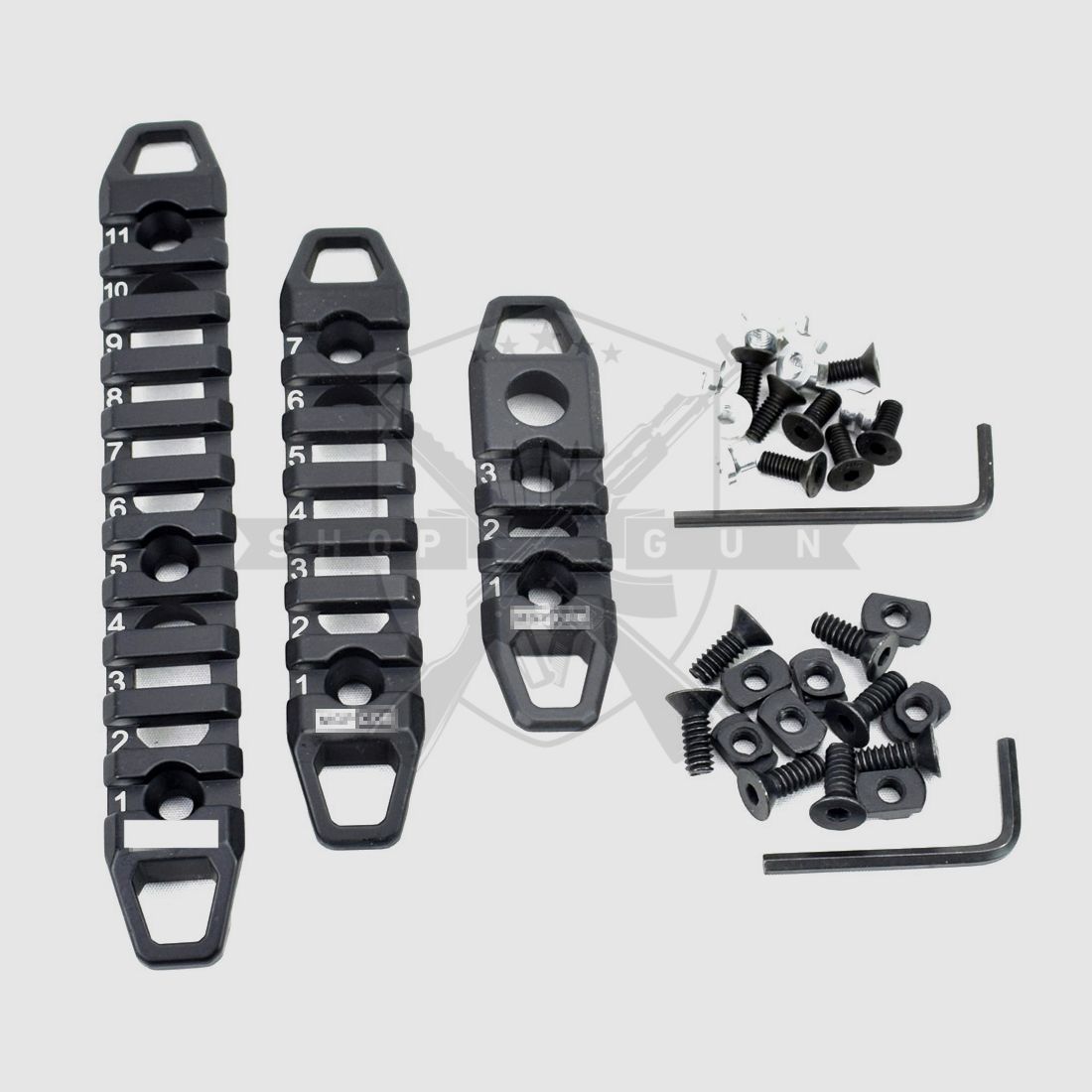 MLOK/Key-Mod auf RIS-Rail Adapterschienen (dreiteilig) (BK)
