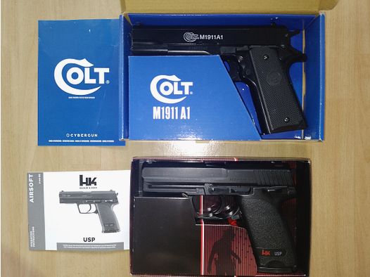 Colt 1911  &  HK USP 6mm Federdruck Airsoft 