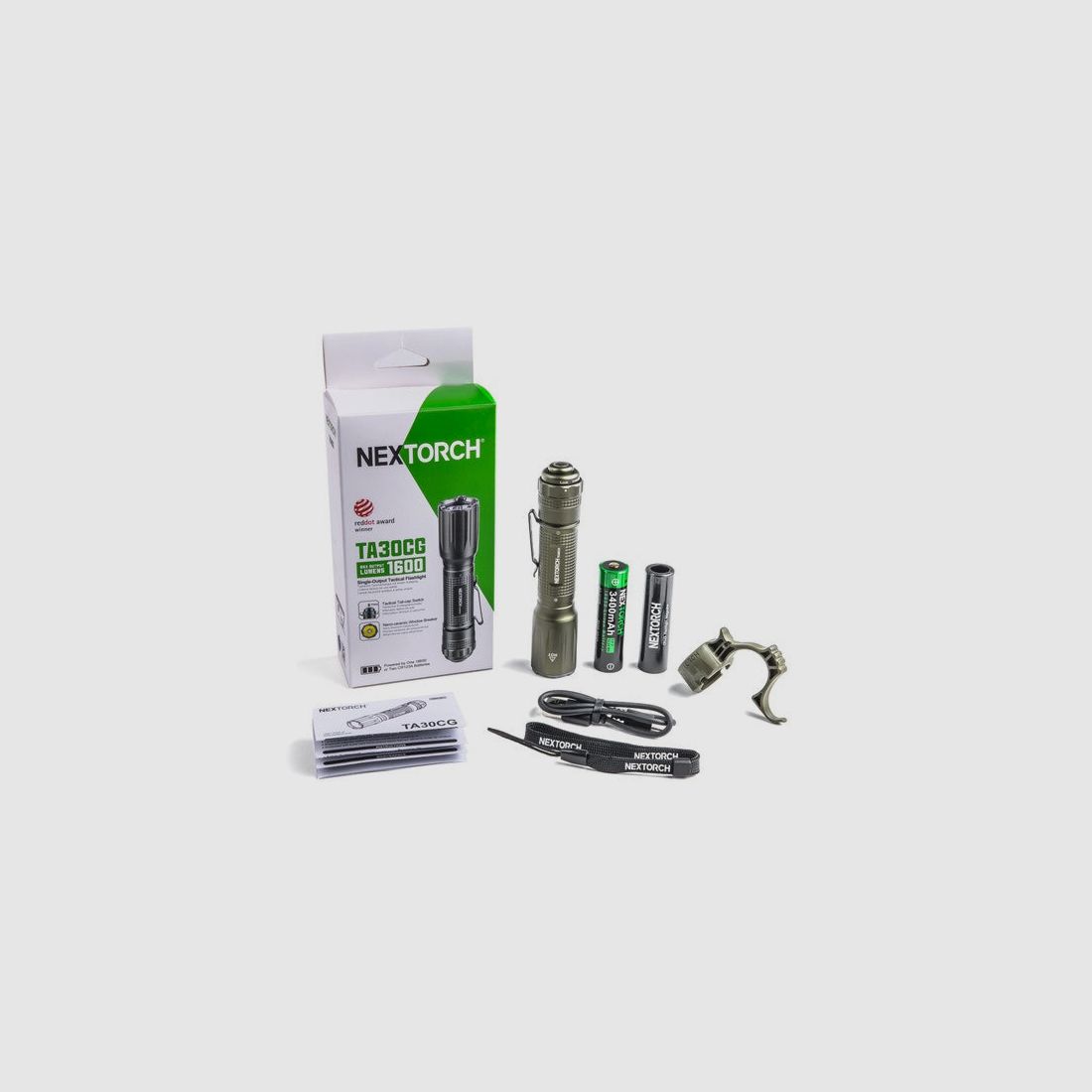 NEXTORCH TA30CG K.I.S.S. – Lumière Momentanée de 1.600 Lumens en Carbon Green