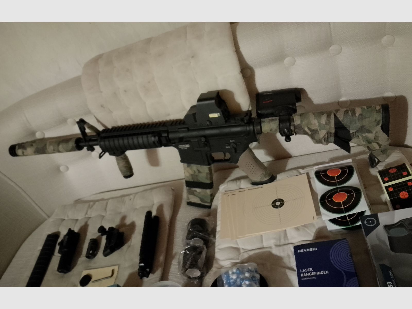 Combat Set T4E t4m RIS CO2 Druckluft Sturmgewehr Ram Tarnung  Holo Visier Laser Entfernungsmesser Home Defense Gewehr cal .43 upgraded Paintball Markierer