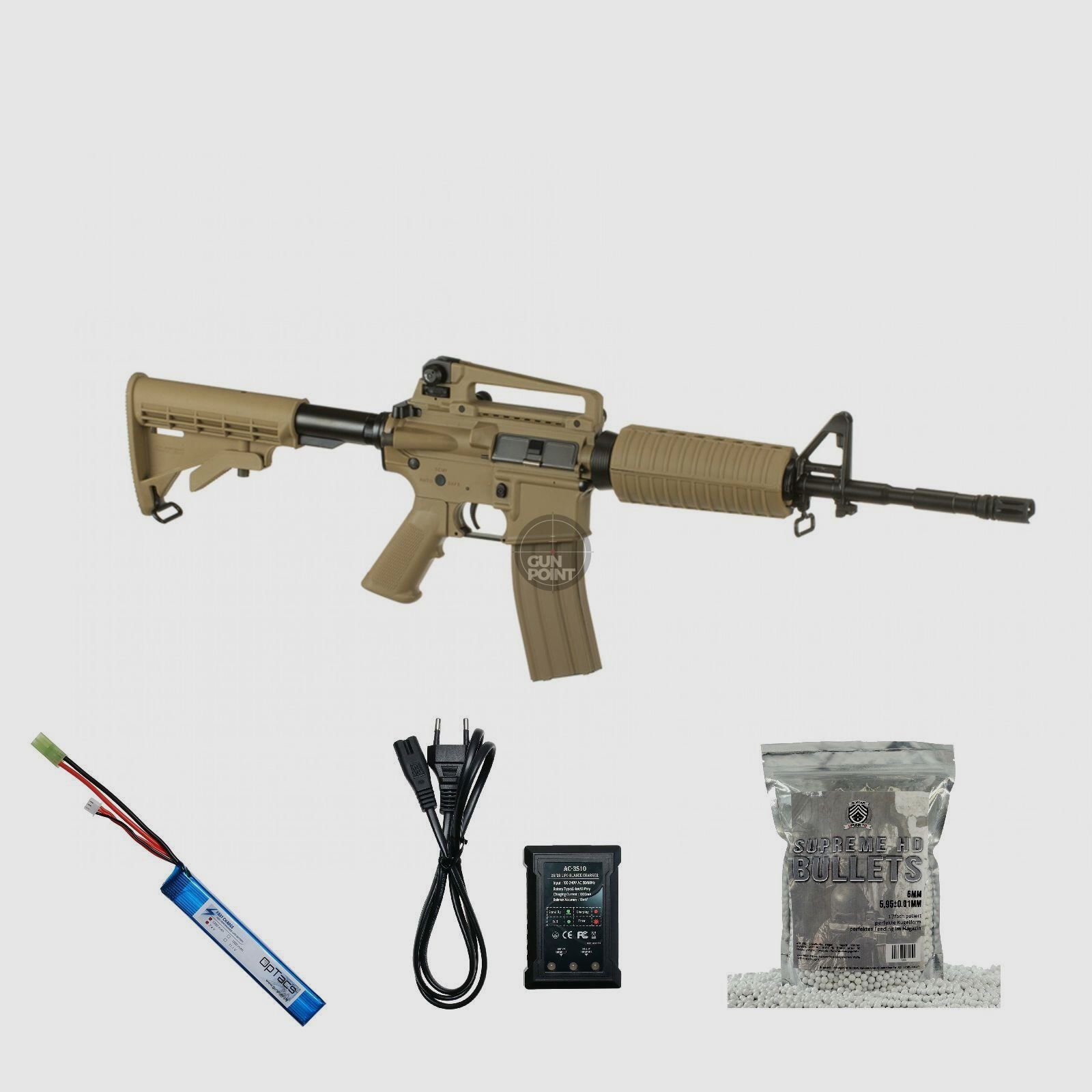 SET !!! Softair - Gewehr - G & G M4 CM16 Carbine - ab 14, unter 0,5 J - Desert