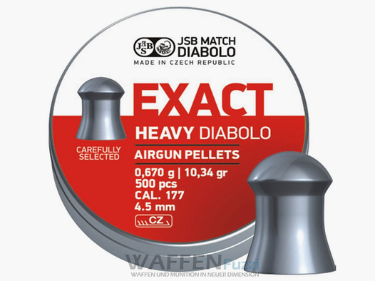 JSB Heavy Rundkopf Diabolo Exact Calibre 4,52 mm 0,67g 500 pcs.