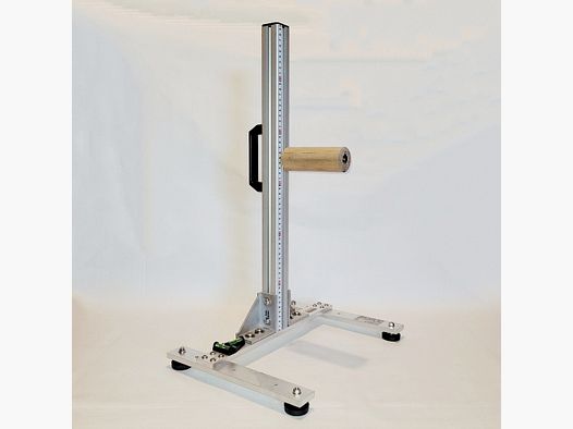 KGF Auflagestativ - Auflageständer Alu H-600-Pro mit Buchenholz-Auflage, Waage, Griff und Maßband