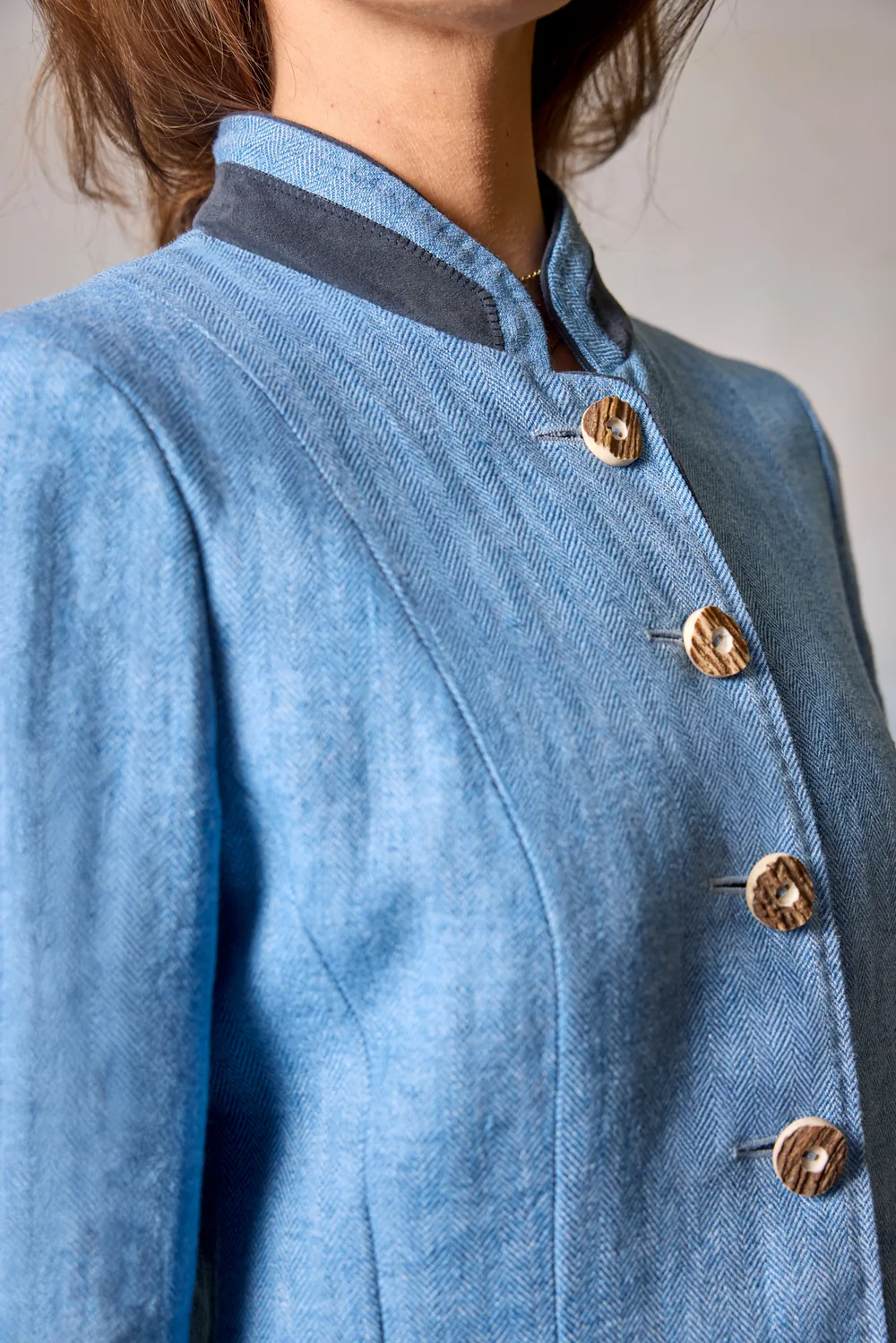 Habsburg Leinen Gehrock Adele in Tinto Filo in Blau/Dunkelblau, Bild 3 von 4