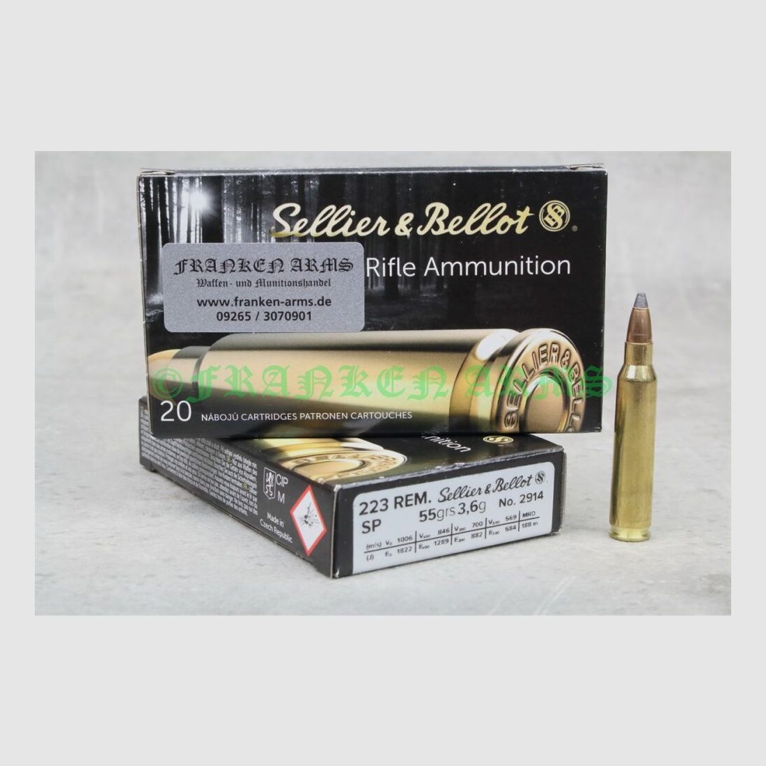 Sellier&Bellot . 223 Rem. SP 55gr. 3,6g 20 piezas precios por cantidad