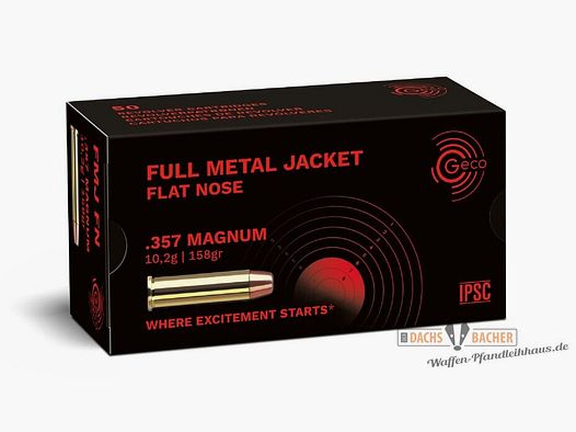 GECO .357 Magnum FMJ Full Metal Jacket Flat Nose 10,2g/158gr 50 Schuß