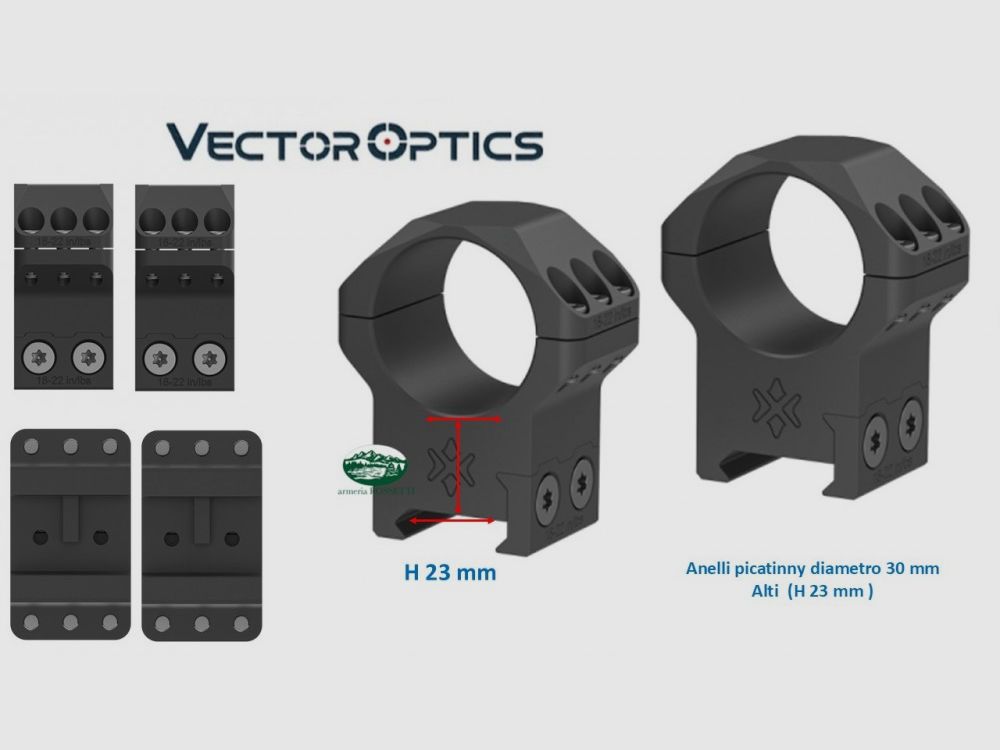 VECTOR OPTICS X-ACCU Picatinny-Ringe mit 6 Schrauben Durchmesser 30 mm hoch XASR-3053