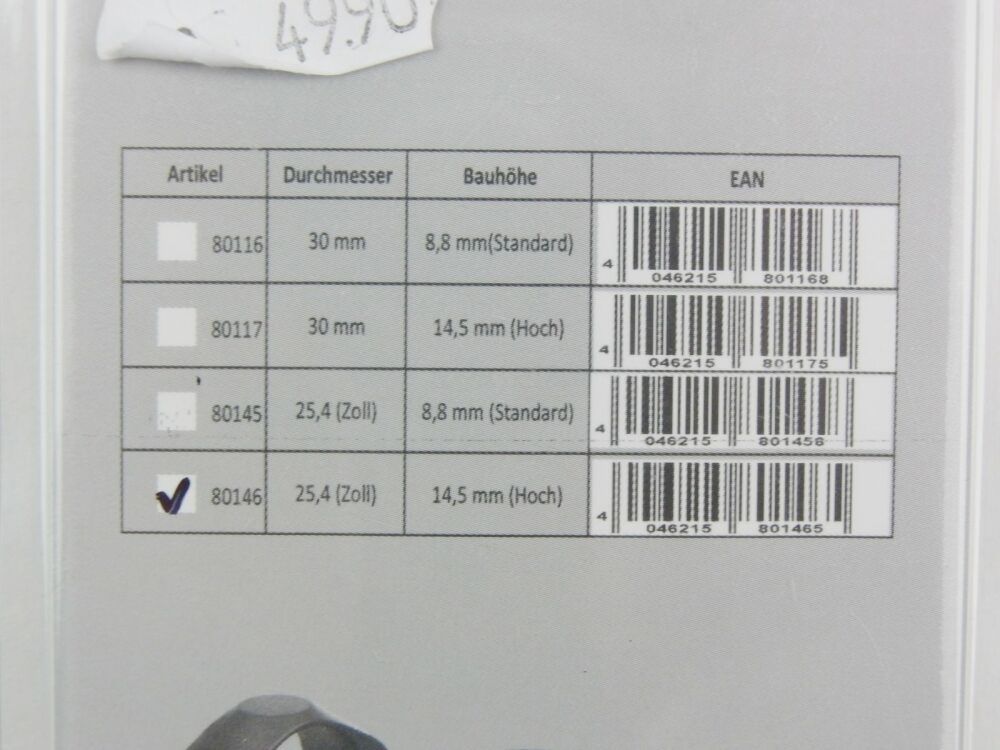 Bauer	 HJB Bauer - auf Weaver Schiene für 25,4mm (Zoll) Tubus, Stahlmontage mit Hebel BH14,5