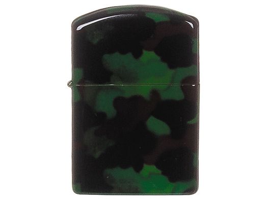 1 x Benzin Sturmfeuerzeug unbefüllt Woodland lackiert camouflage | Maße: ca. 5,5 x 4 x 1,3cm