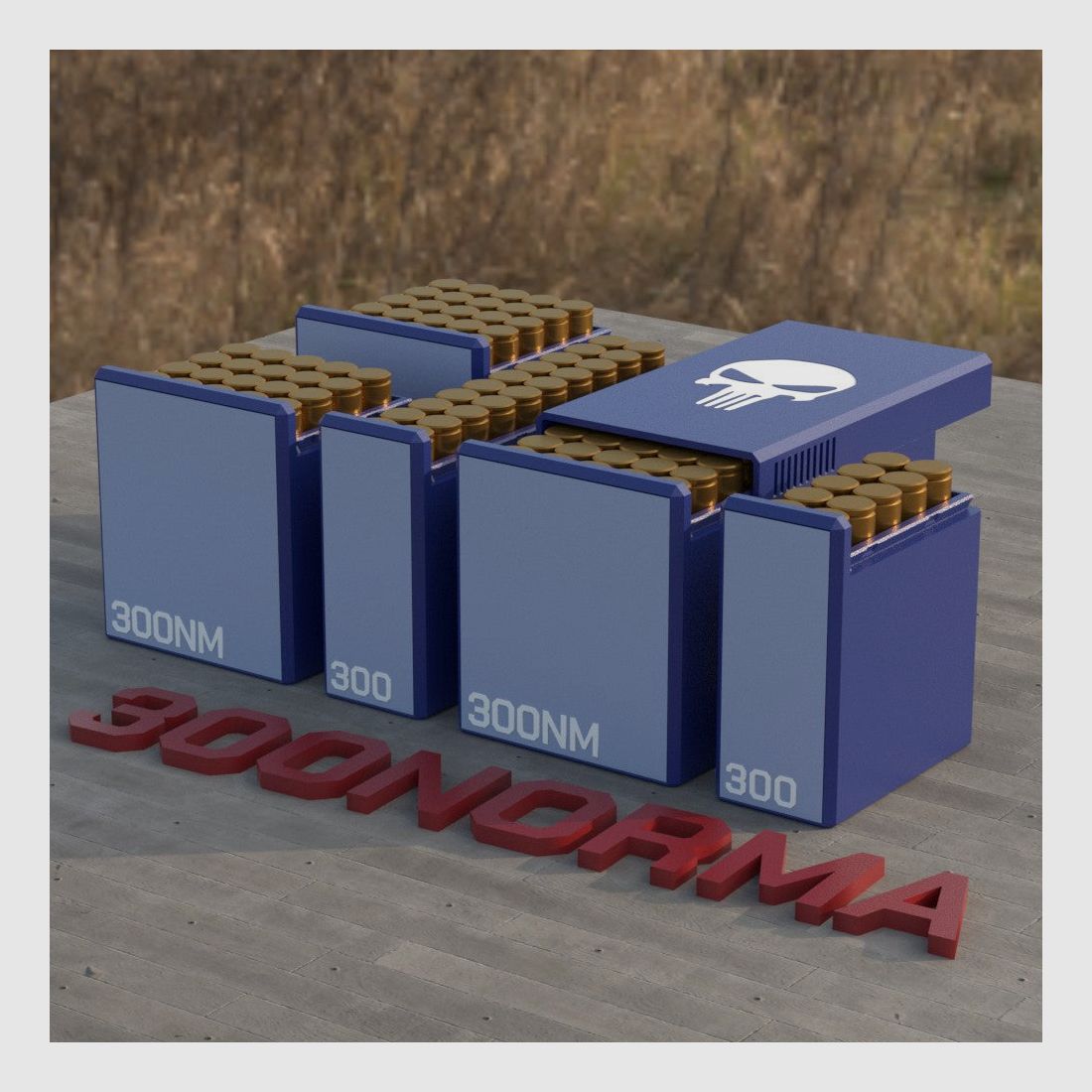 Filamelt scatola per munizioni / Scatola per munizioni .300 Norma Magnum - scatola per cartucce per 50 colpi, Made in Germany