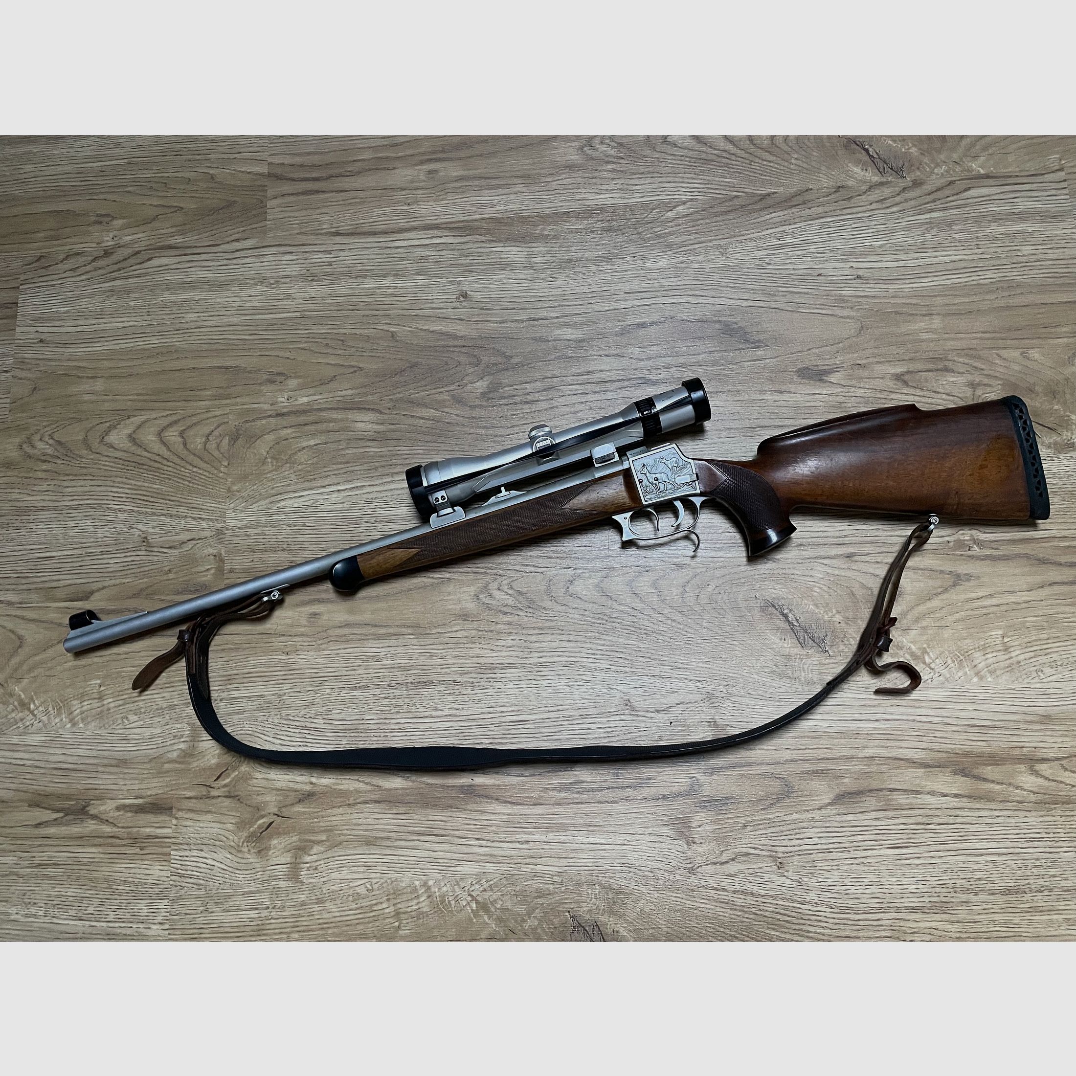 Wüthrich Blockbüchse 7.65 R, Linksschaft mit ZF Zeiss 