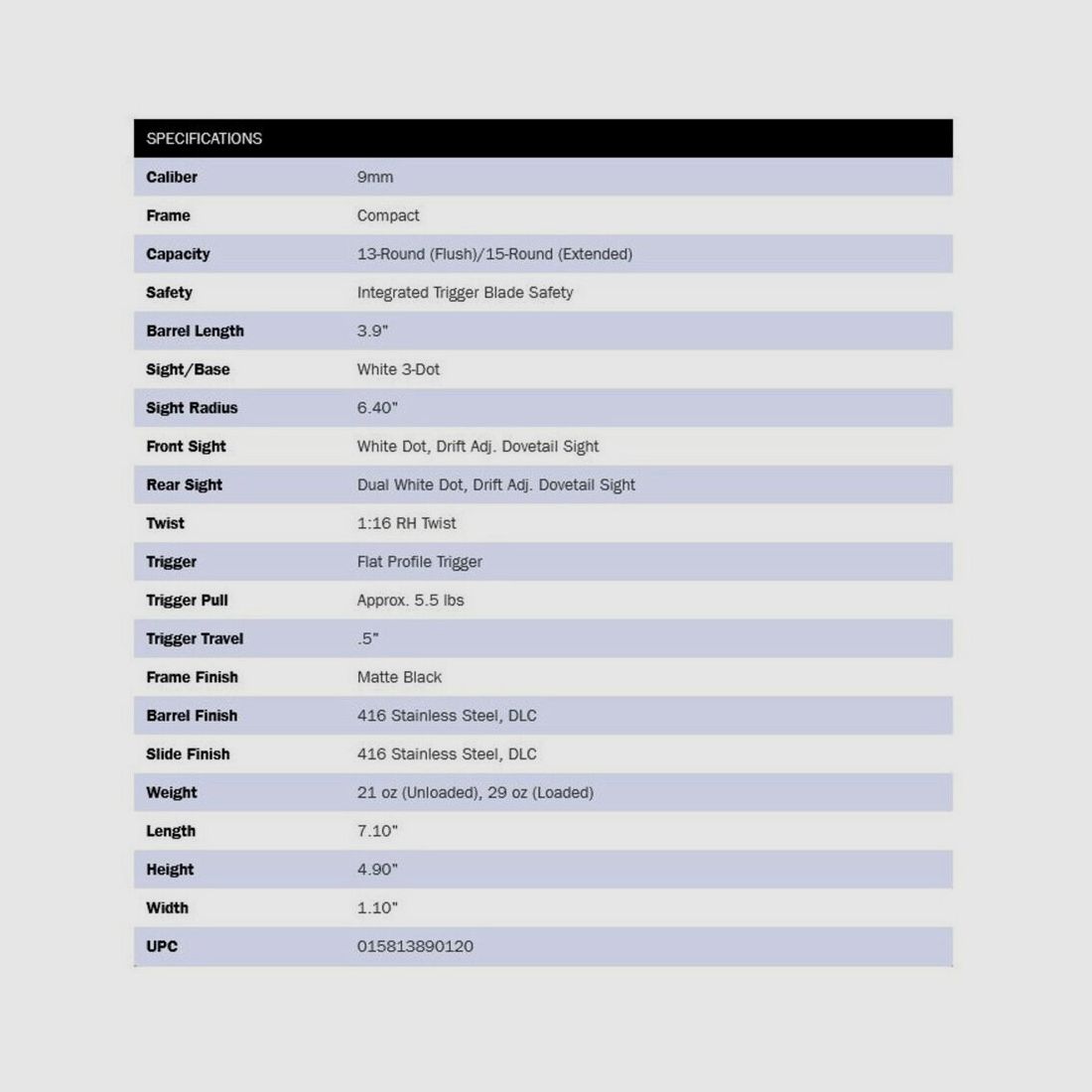 Mossberg MC2c Black 3.9" (9 inch) 9mm Luger