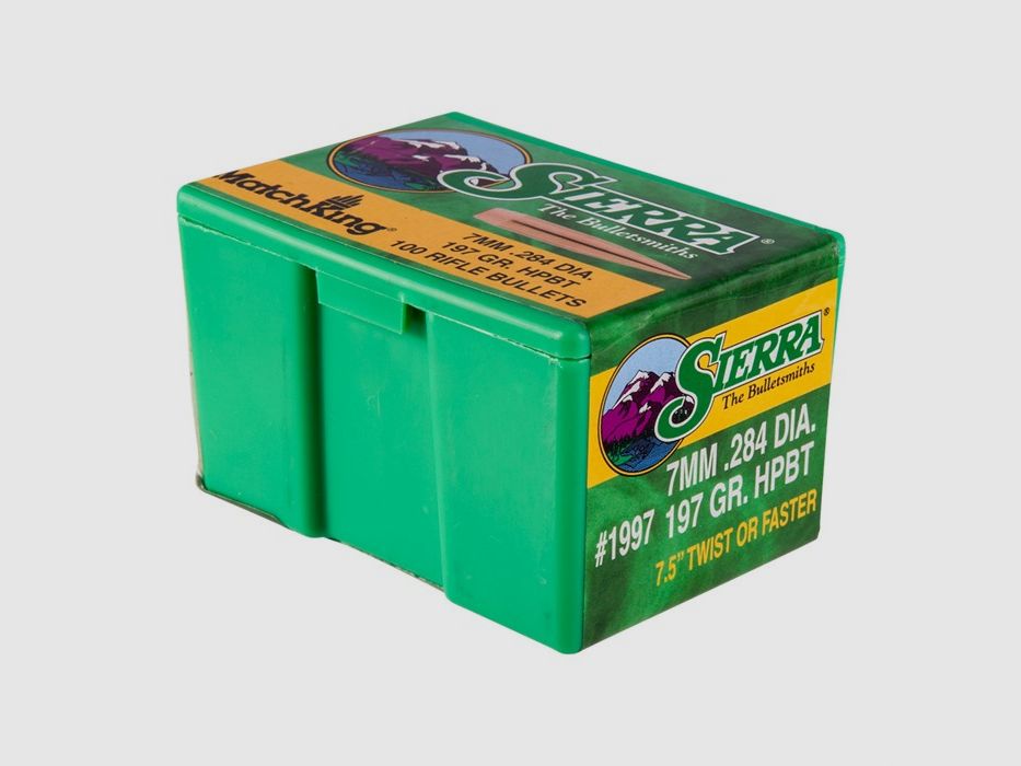 SIERRA BULLETS, INC. 7MM/.284 CALIBER RIFLE BULLETS SIERRA BULLETS, INC. MATCHKING 7MM (0.284″) 197GR HOLLOW POINT BOAT TAIL 100/BOX, image 1 of 2