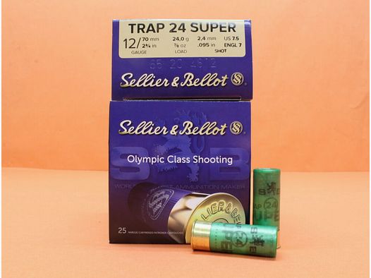 Sellier & Bellot Patrone 12/70 S&B/ Sellier&Bellot 24g 2,4mm/ No.7,5 VE 25 Patronen (Super Trap 24)