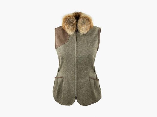 Gilet de chasse en loden pour femmes "Waldschnepfe", gris pierre