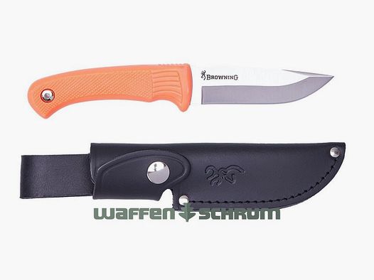 Browning Pro Hunter Fixed Rubber Fluo avec étui en cuir - Longueur de la lame : 10 cm