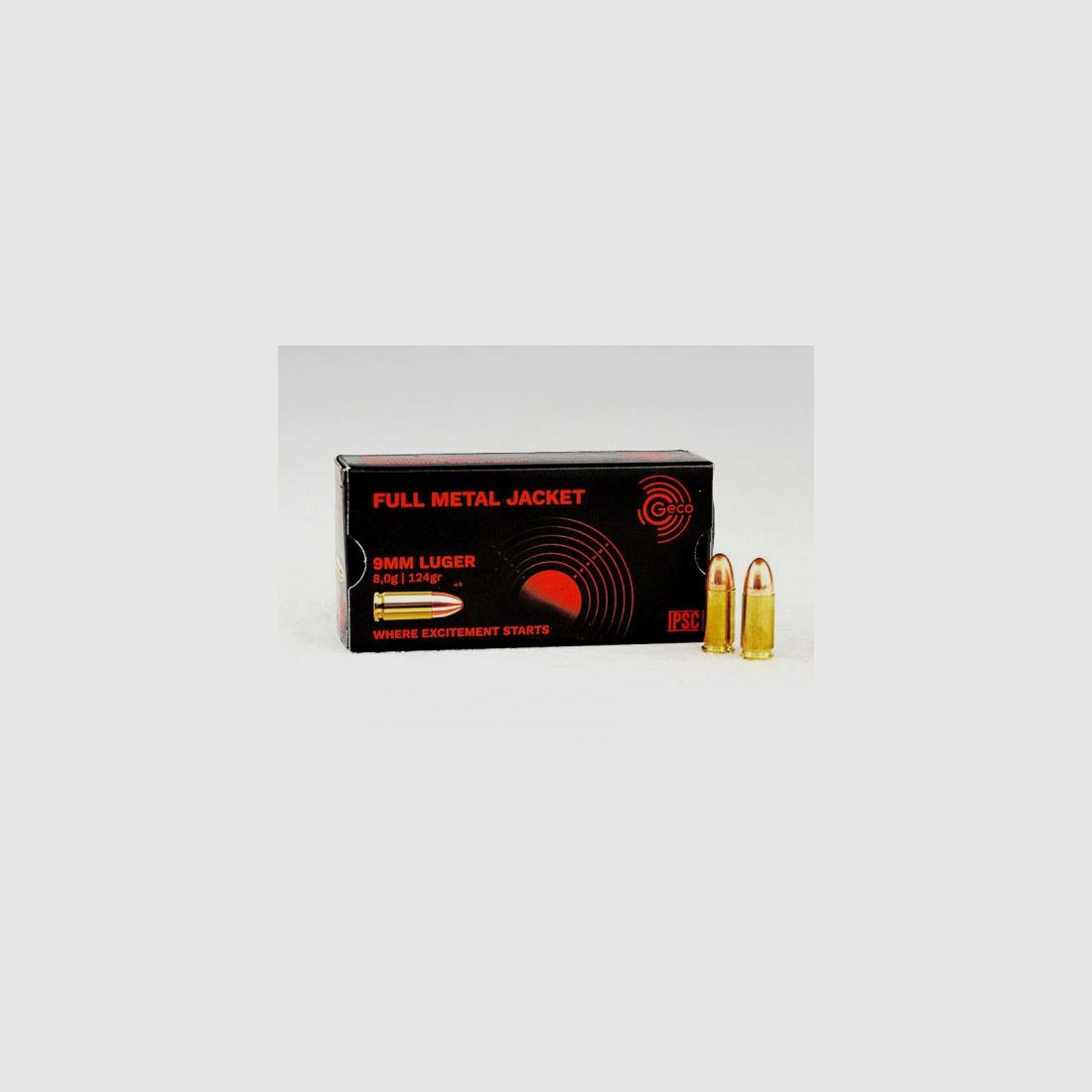 GECO 9 mm Luger, FMJ-Rundkopf 124 grs