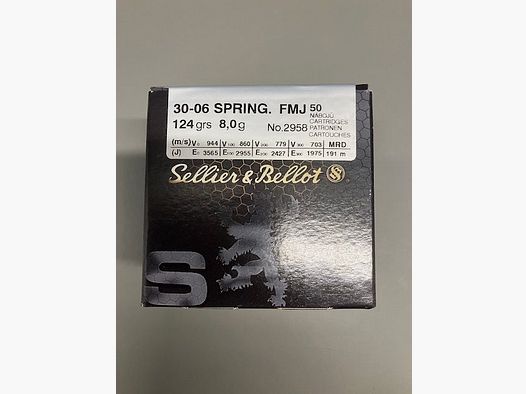 Sellier & Bellot Büchsenmunition FMJ .30-06 124gr. 8g.