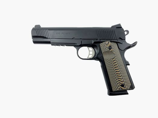Tisas ZIG PC 1911 Pistole Kal. .45ACP, schwarz, Rail, 8 Schuss, 5" Lauf