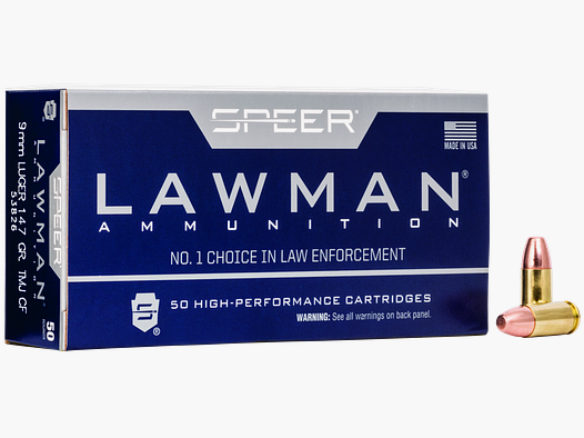 Speer Lawman Amunicja Pistoletowa 9 x 19 9,5g Total Metal Jacket Handgun Clean-Fire Training
