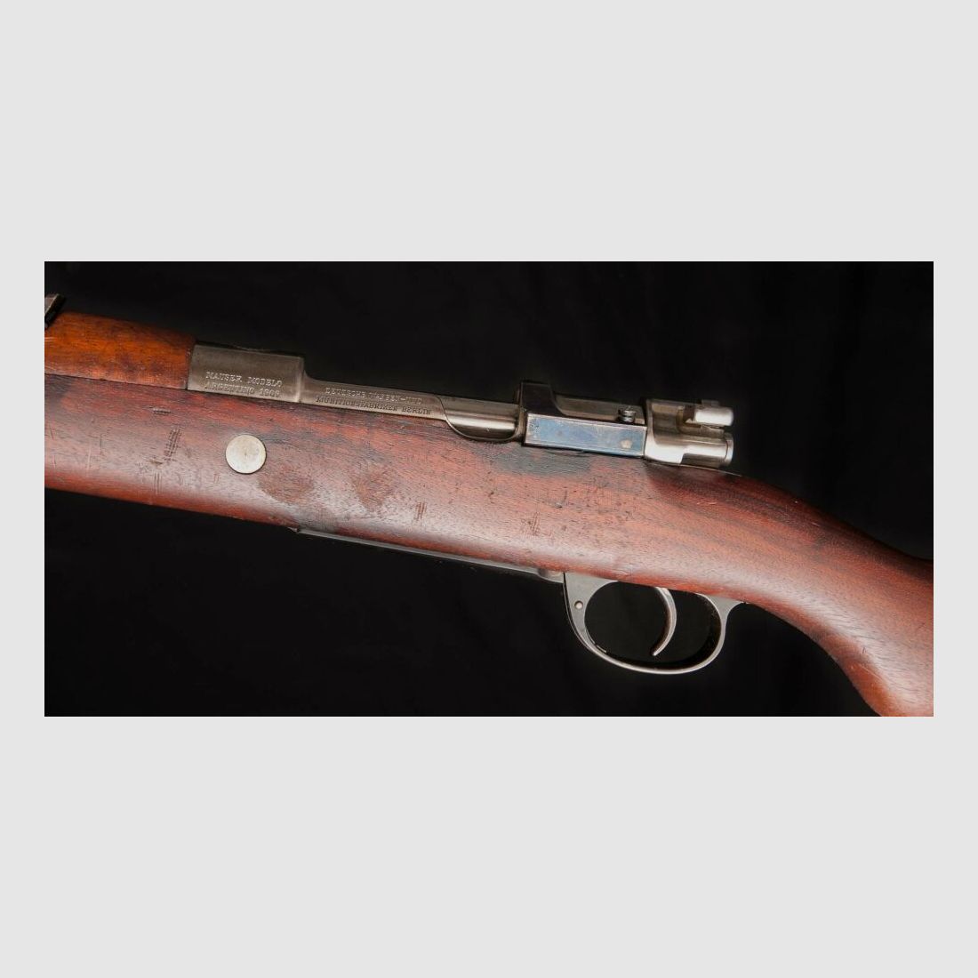 DWM Berlin Mauser 98 1909 Argentino matching numbers, matching number cleaning rod, image 5 of 9