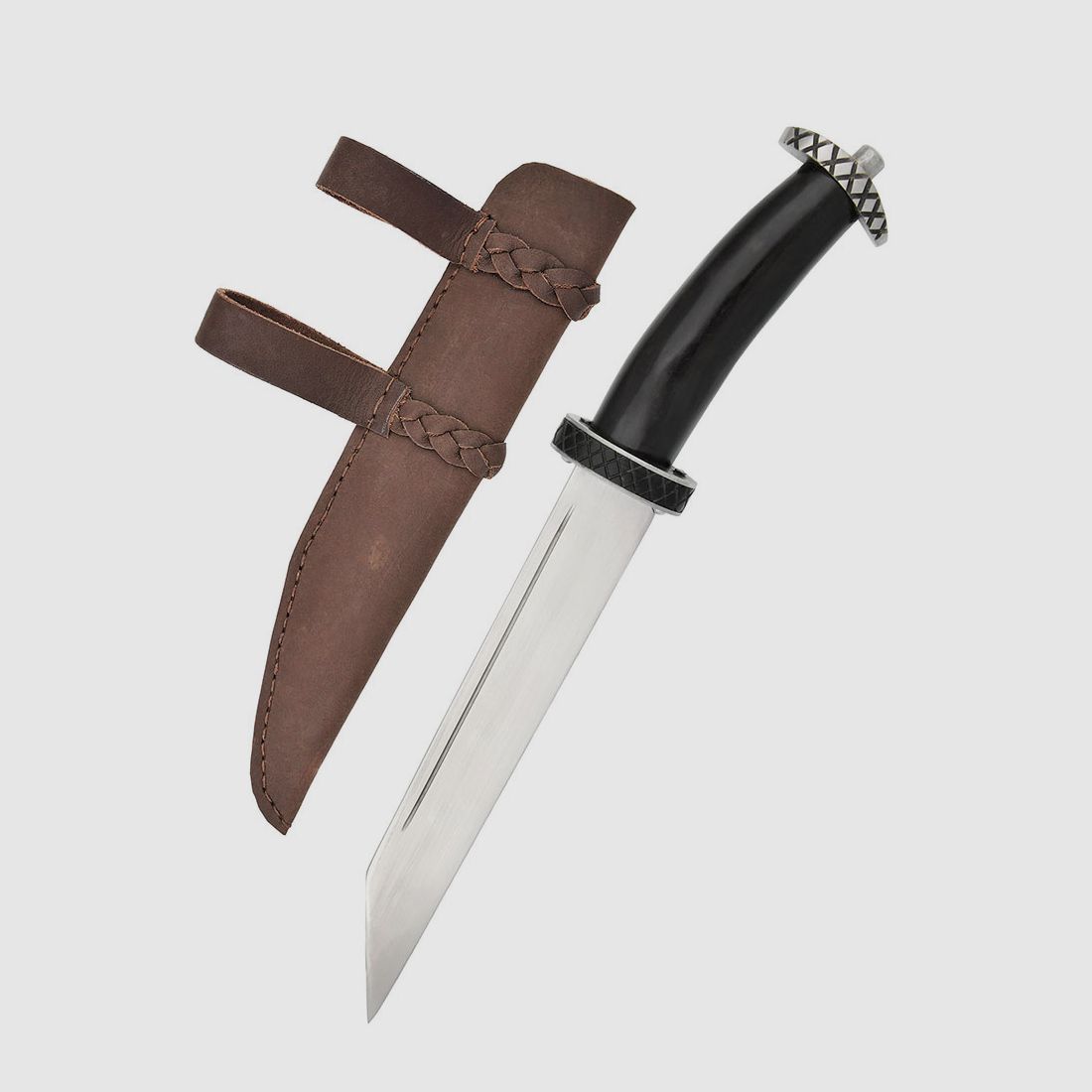 Wikinger Sax mit Horngriff und Lederscheide