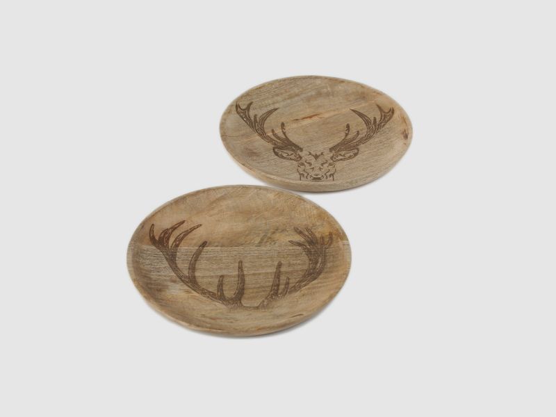 Lovergreen Kunst des Tisches Motiv Set mit 2 Holz-Topfuntersetzern Hirschmotiv