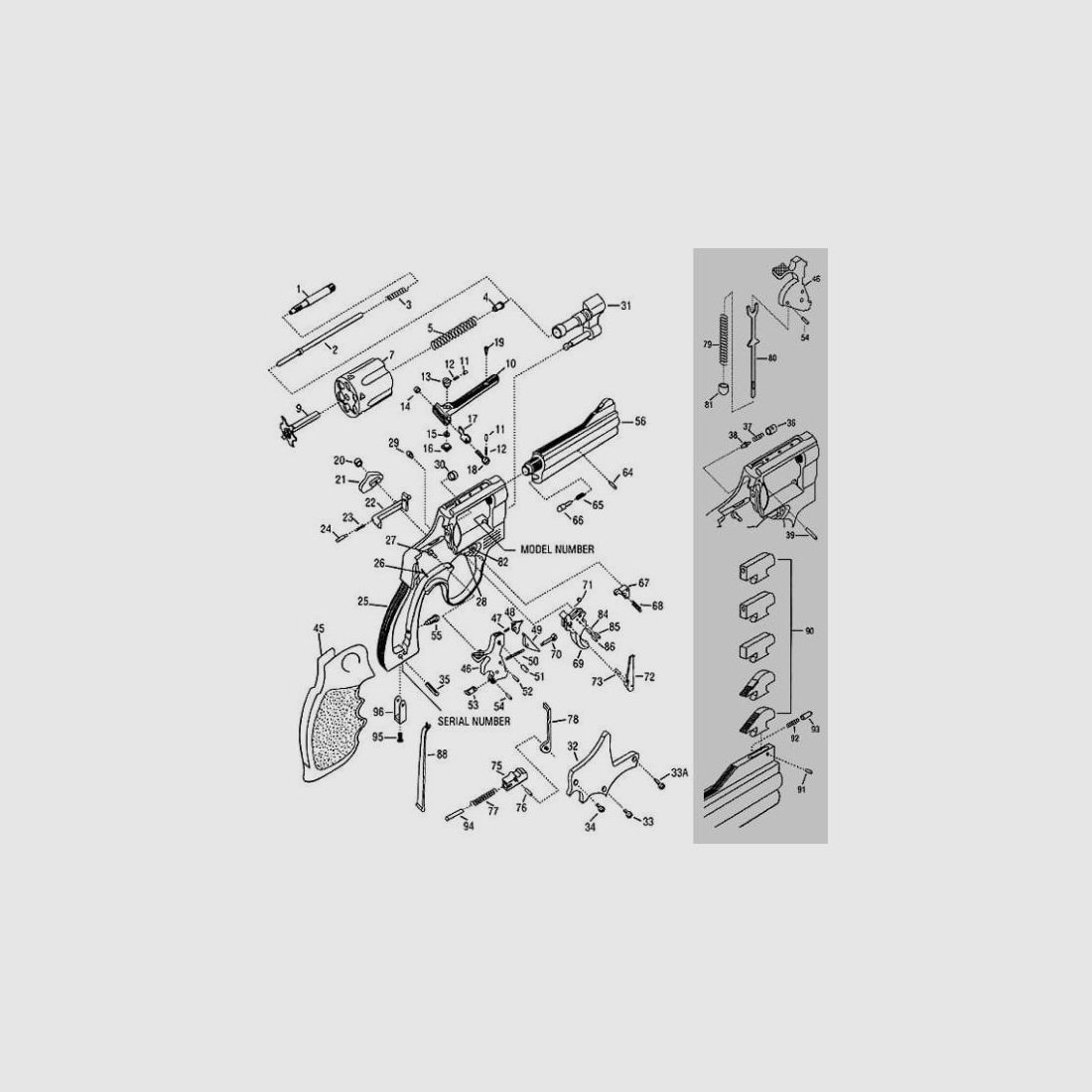 POWER Custom Tuning/Spare part for revolver for S&W: Complete hammer nose #47+ #48 for L with spring