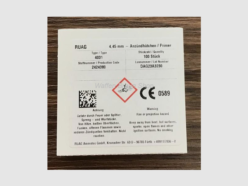 RWS Anzündhütchen für kleinkalibrige Pistolen- und Revolverpatronen, 5,33 mm, 4031