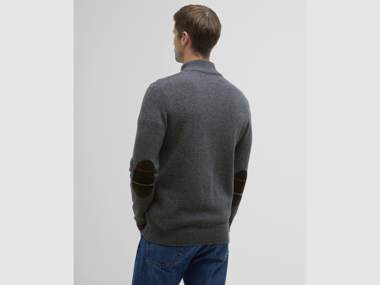 BARBOUR Holden Half Zip Sweater Mid Grey Marl