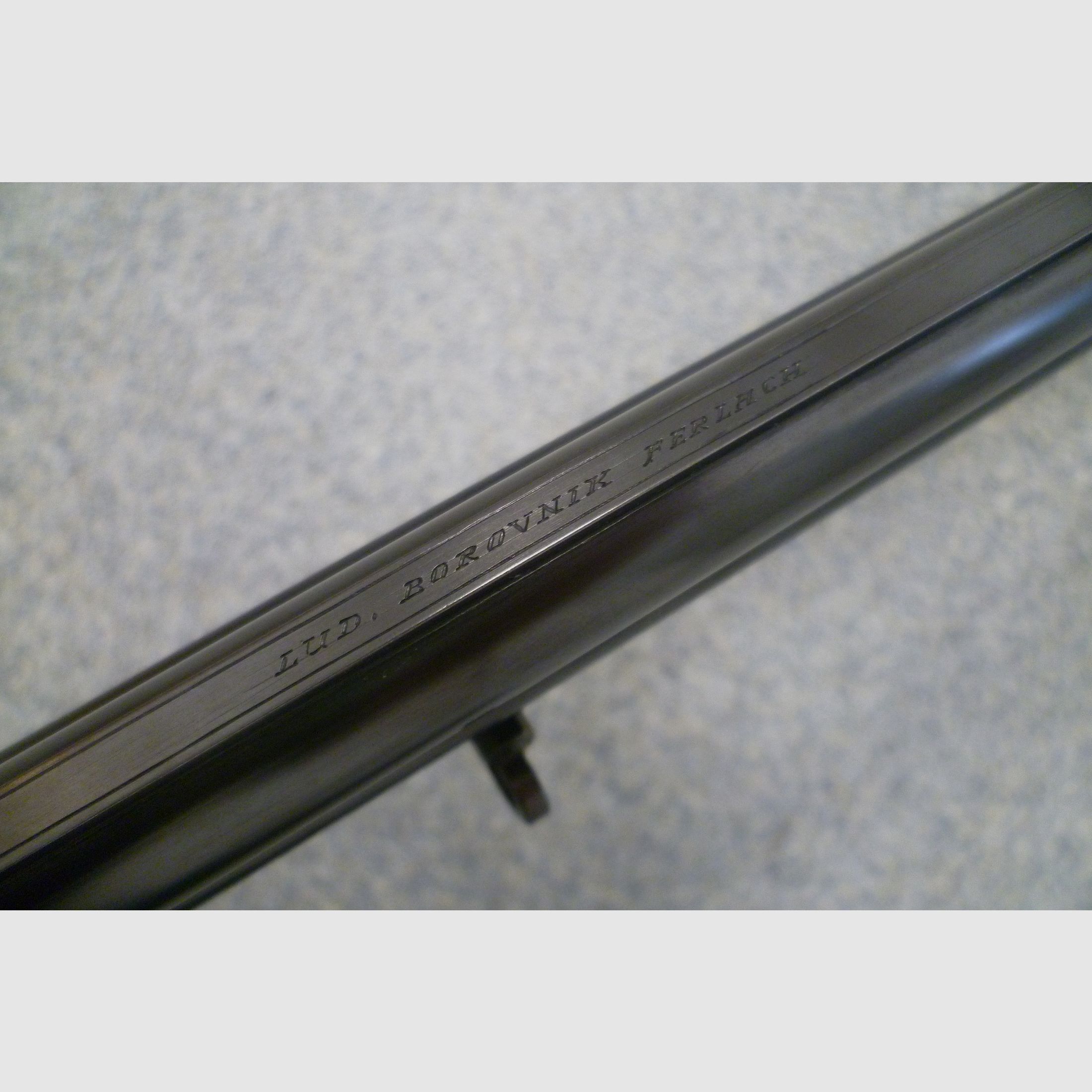 Seitenschloss - Bockdrilling Ludwig Borovnik Ferlach 16/70 & 7x65R & .22 Hornet