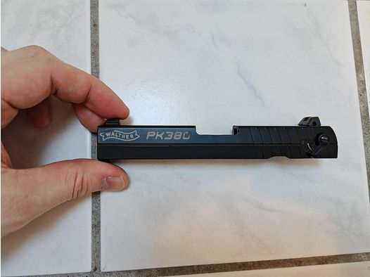 brünierter Ersatz / Wechselschlitten Verschluss für Umarex Walther PK380 9mm P.A.K. Schreckschusspistole