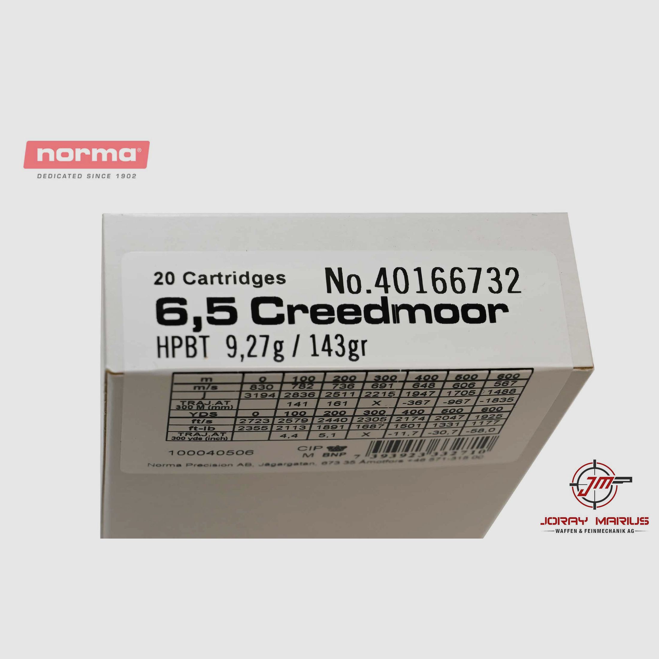 6.5 Creedmoor Norma 9.27g 143gr HPBT