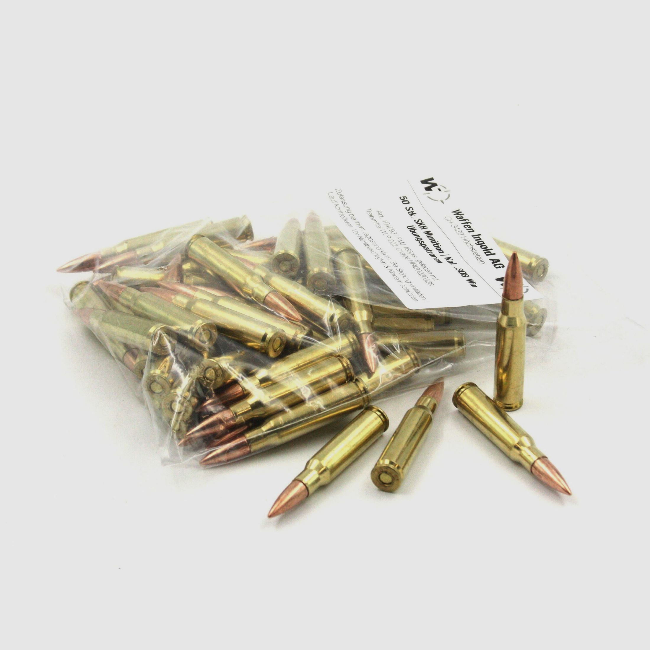 SKH Jagd, 308 Win Übungspatrone, FMJ-BT, 168 gr., 50 Stk.