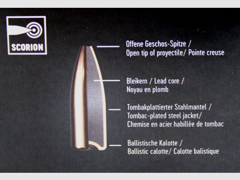 100 Stück NEUE RWS Geschosse MJ MATCH-JAGD SCORION .224 5,6mm 52gr 3,4g #2313343 Präzises Hohlspitz