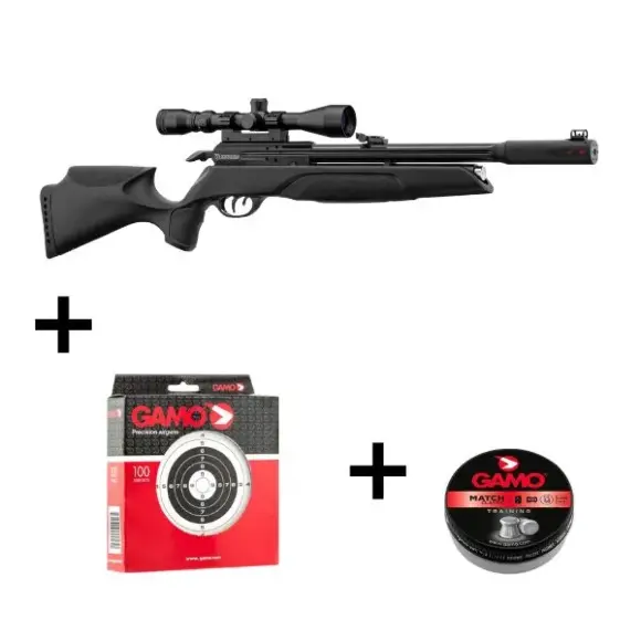 Pack PCP-Gewehr GAMO Arrow 5,5mm 19,90 Joule mit Zielfernrohr 3-9x40 WR